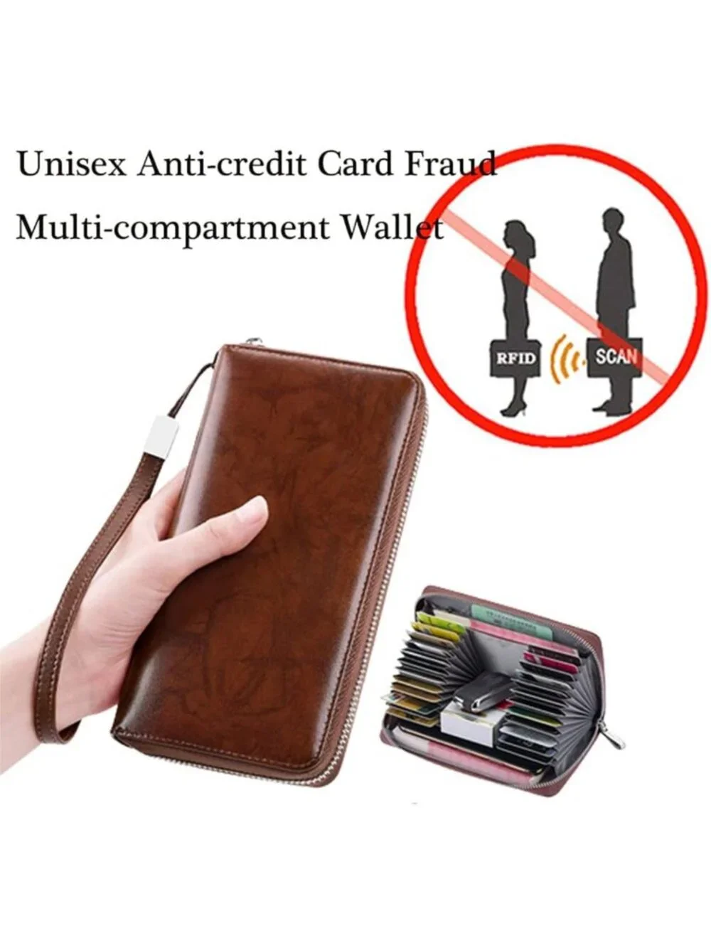 Unisex RFID Blocking Accordion Wallet - Large Capacity Multi-Compartment Card